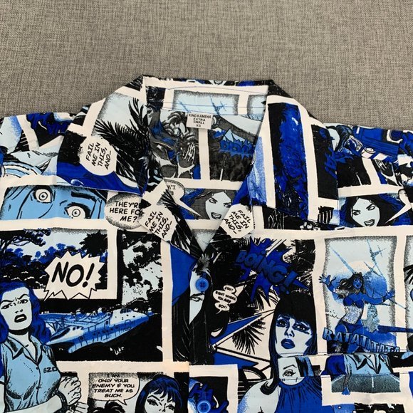 Brand New Comic Button Down Top Collared Lightweight Soft Thin Material S-M - Picture 4 of 14
